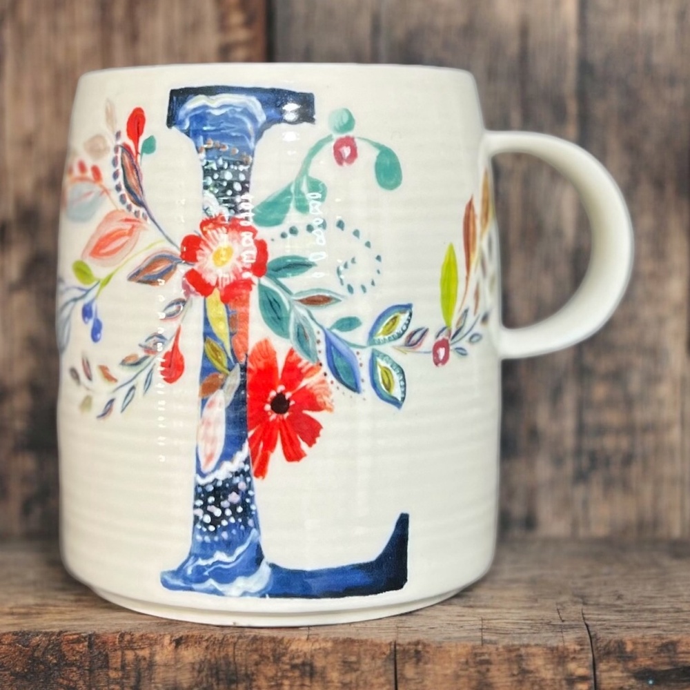 Petal Palette {Anthro} Coffee Mug | Floral {Anthropologie} Monogram Tea Cup | L